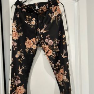 Black flowery buckled sides sweats